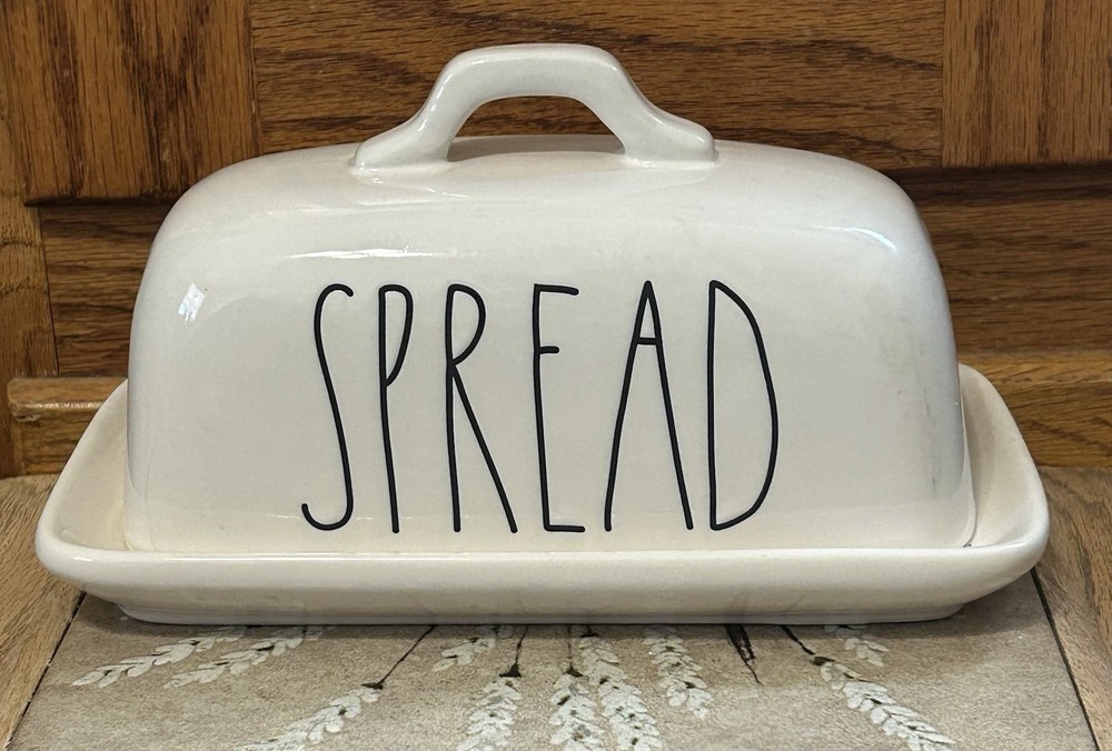 RAE DUNN Script SPREAD Covered Butter Dish Plate