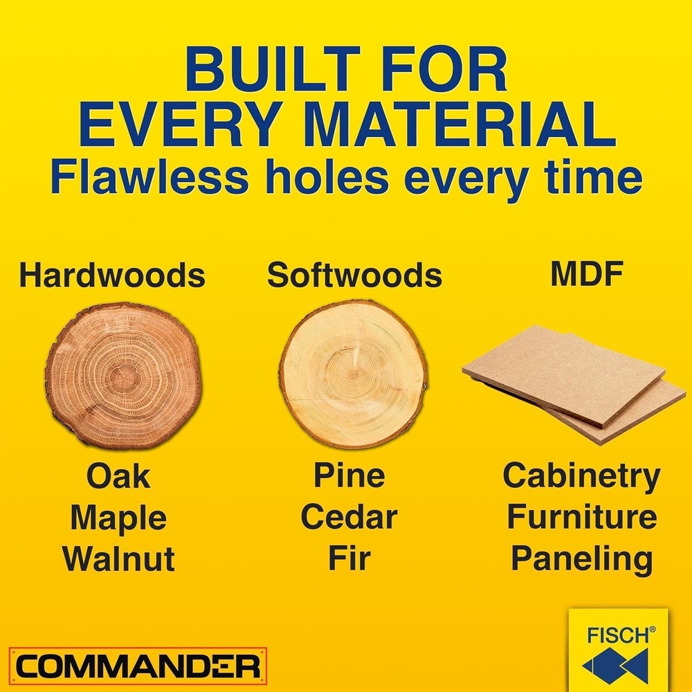 "FISCH Wave Cutter Forstner Bit Set, 7-Piece – Precision Drill Bits for Wo