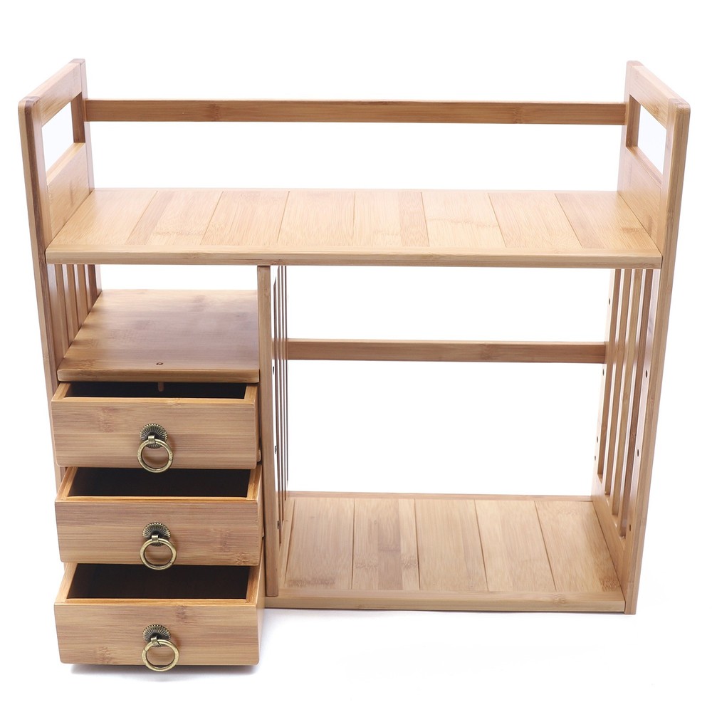 Natural Bamboo Desktop Bookshelf - Stylish Storage & Organization Solution