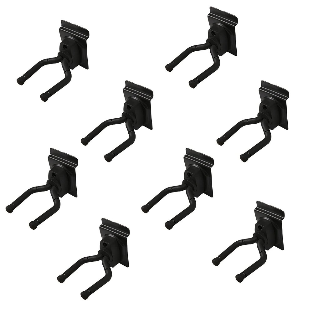 XCHTX Guitar Hook Slatwall Adjustable Wall Mount short 8pack, Black