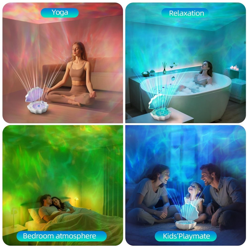 Ocean Wave Projector Light, Shell Night Light Built-in Bluetooth Sp... Fast Ship