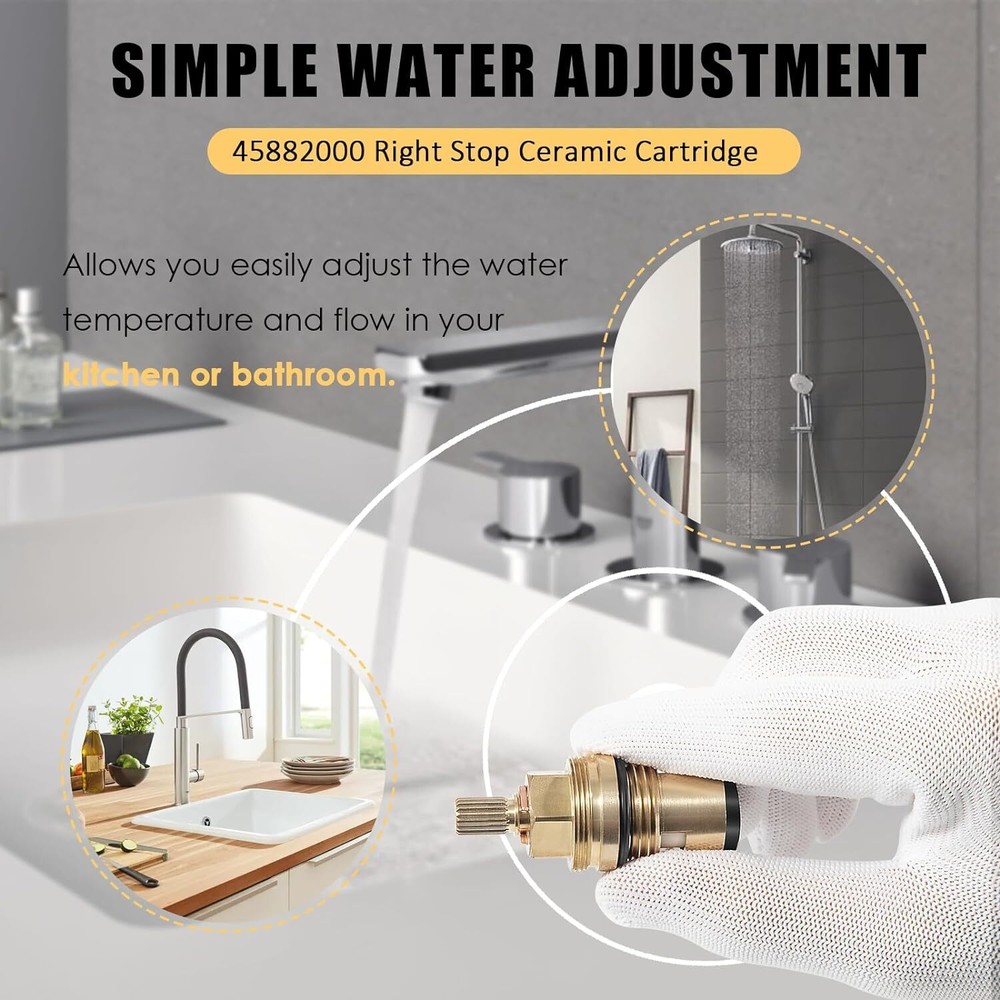 Replace for Grohe 45882000 Right Stop Ceramic Cartridge 1/2" -1/4 Turn 90 Degree