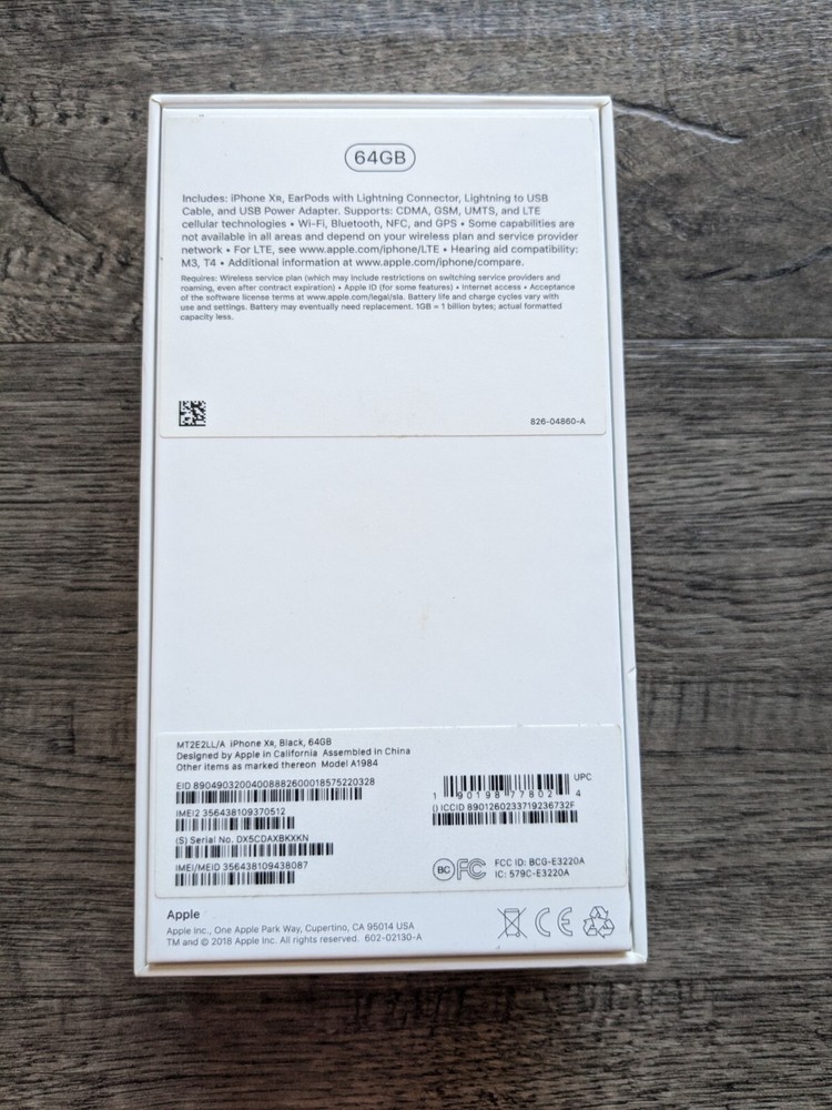 BOX ONLY Apple iPhone 64GB MT2E2LL/A A1984