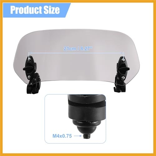 28.5cm Motorcycle Windshield Motorcycle Wind Deflector Grey Lens Adjustable
