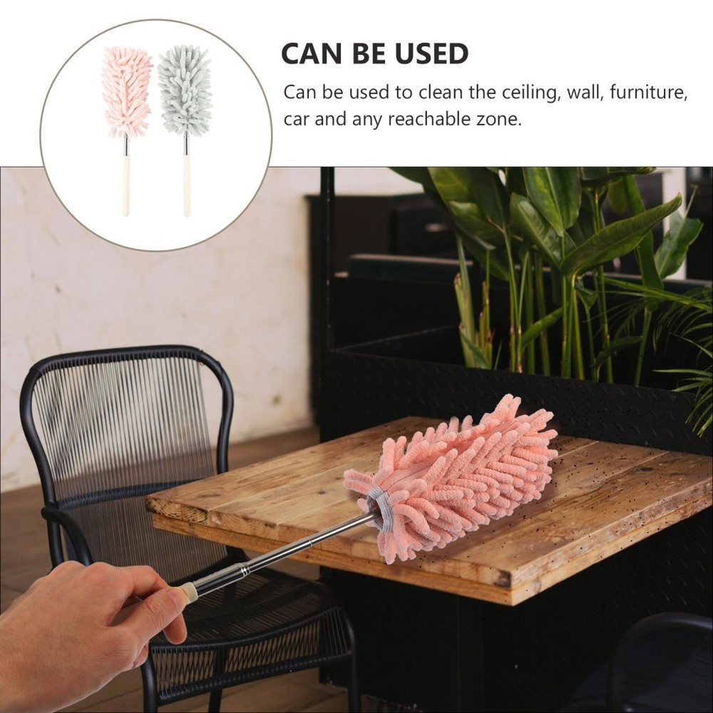 2 Pcs Multi-functional Reusable Dust Brush Duster Extendable Broom