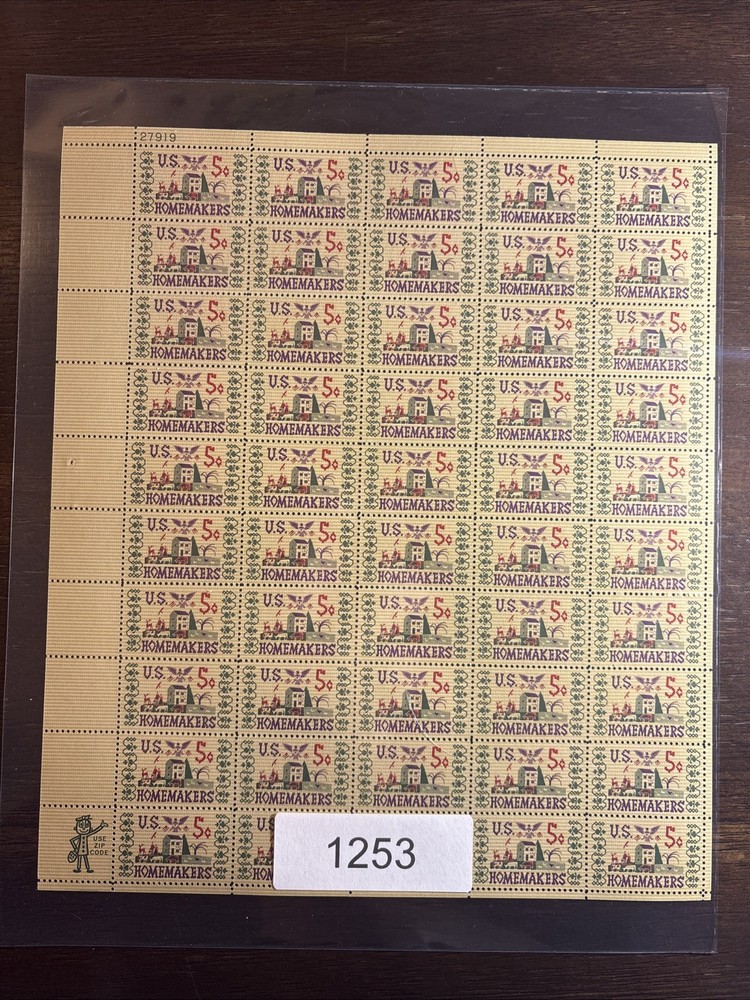 1253 US Mint Sheet, 5 Cent Homemakers, Sampler, Mint NH