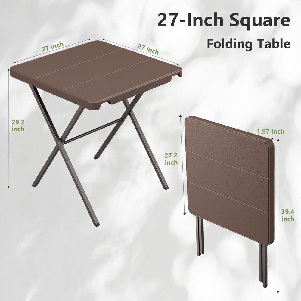 Patio Sidetable Outdoor 27" Folding Table Plastic Table Portable Square Dining T