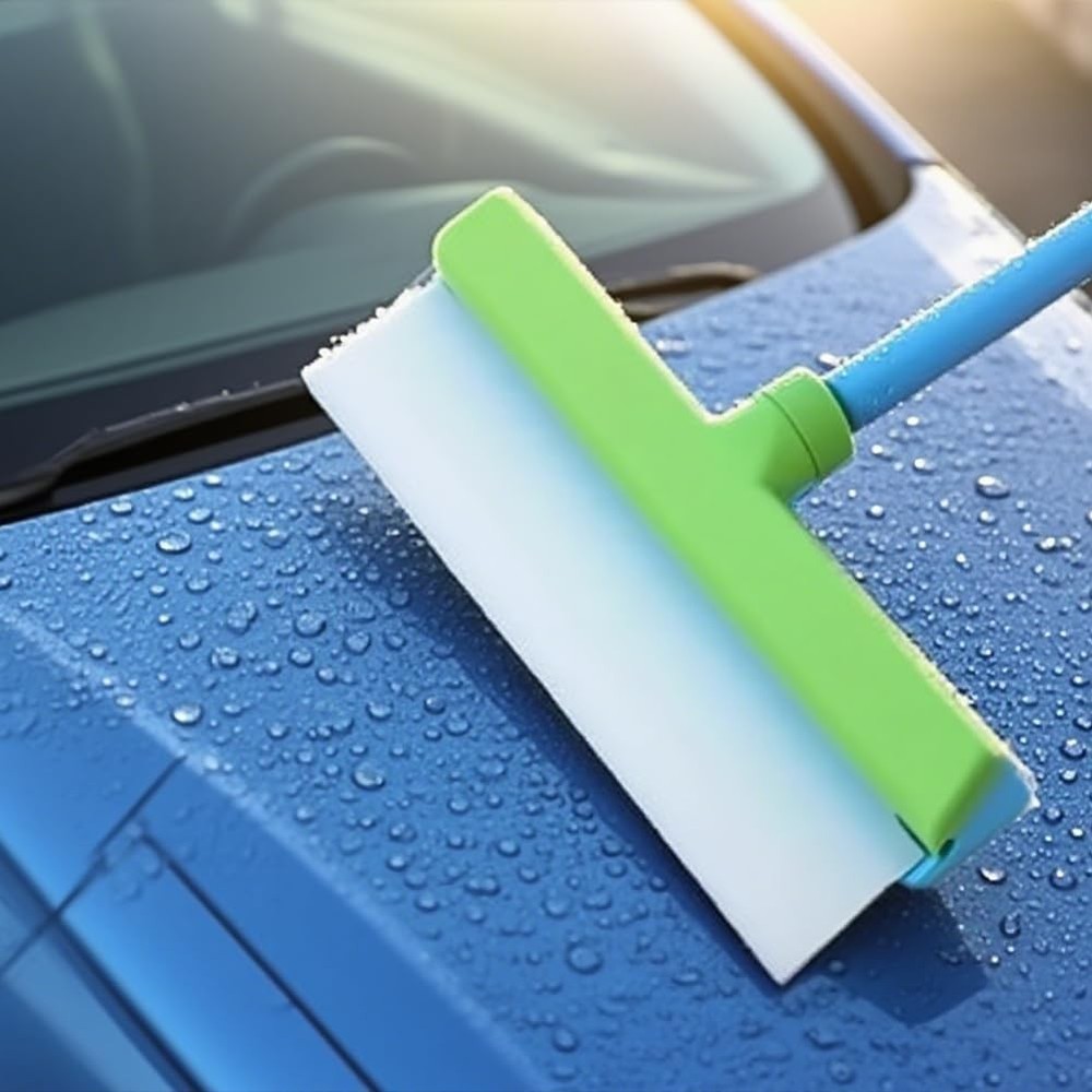 Glass Cleaning Tool Kit, including squeegee rubber blade and microfiber cloth