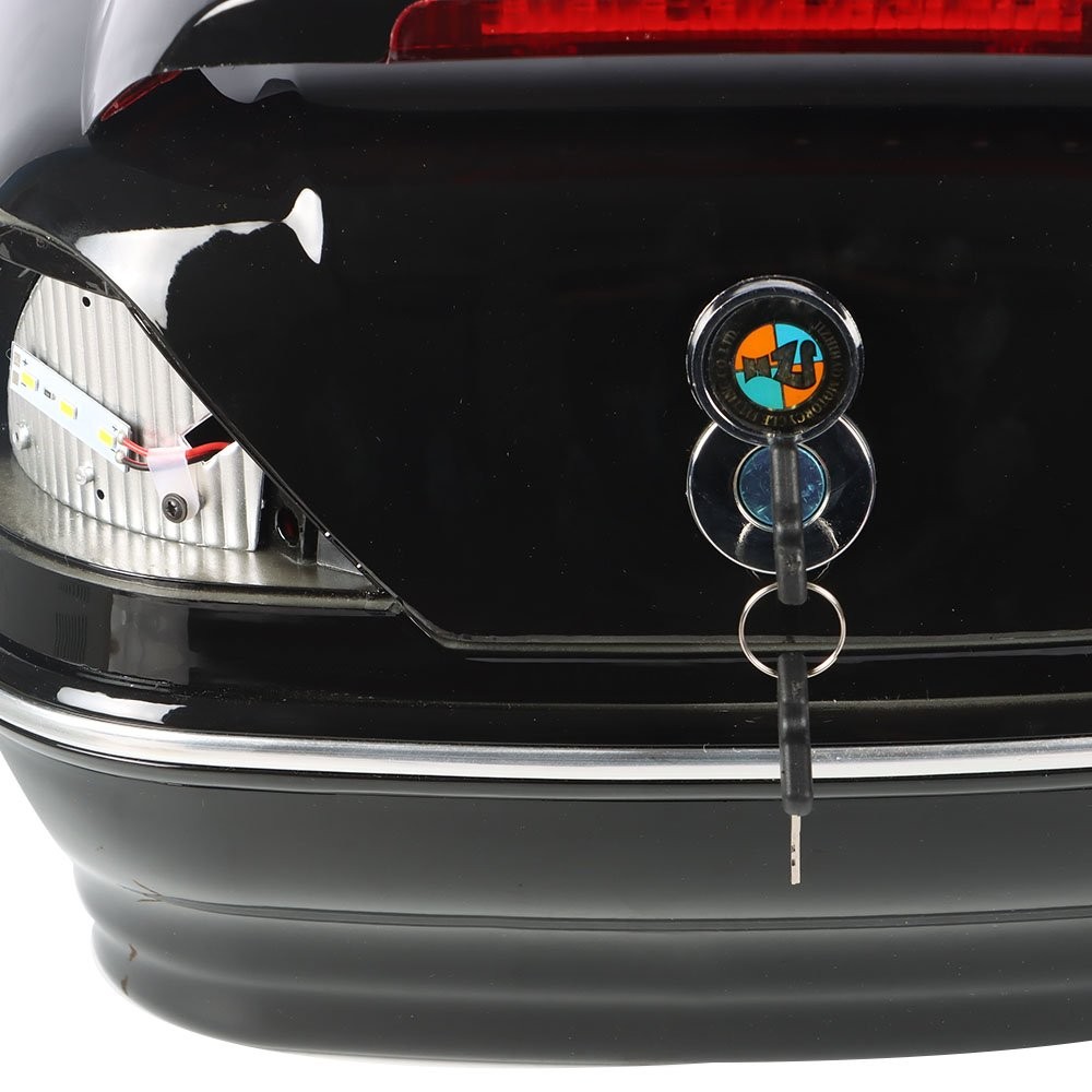 ✅Universal Motorcycle Trunk Luggage Tail Box Pack W/ Tail Light Tour Pack Black