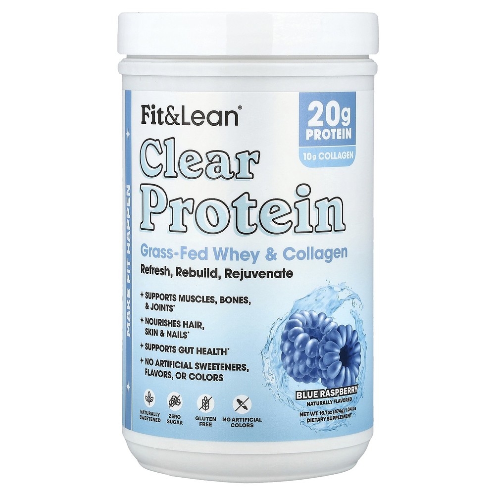 Clear Protein, Blue Raspberry, 1.04 lbs (474 g)