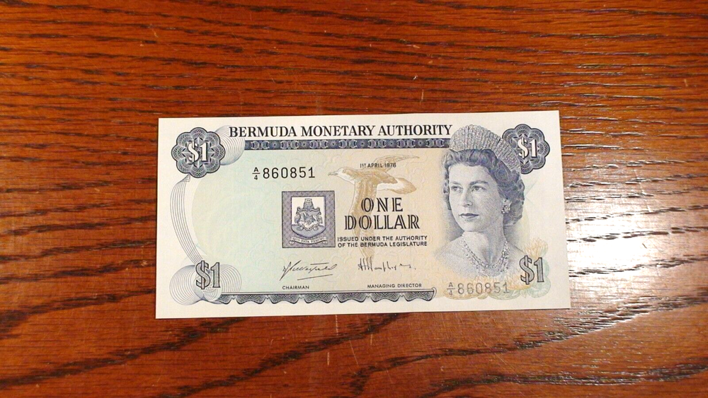 1976 BERMUDA MONETARY AUTHORITY One Dollar CHOICE UNCIRCULATED Note $1 Bill!