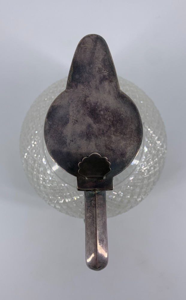 Antique Silver Plated Wheel Cut Glass Pitcher