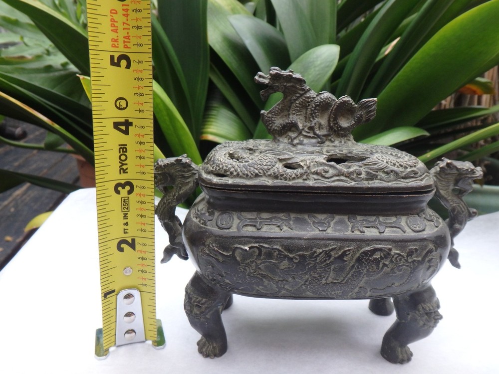 vintage look Bronze Dragon Incense Burner