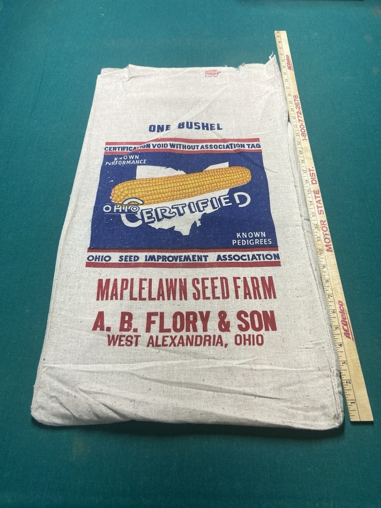 Ohio Certified Seed Corn Bag A.B. Flory West Alexandria Ohio