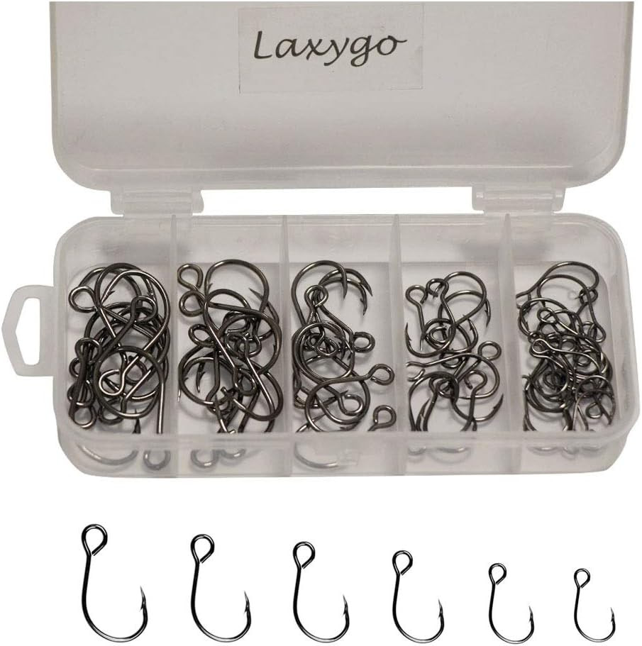 60Pcs/Box Inline Single Hooks Single Replacement Hooks for Fishing Baits Lures 2
