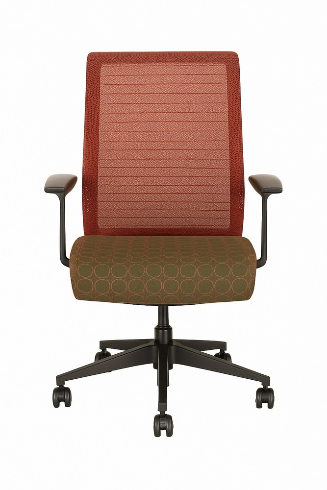 Steelcase Think Red Back Brown Patterned Base