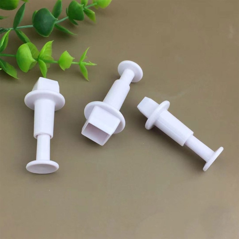 3pcs Square Plastic Baking Mold Kitchen Biscuit Cookie Cutter Pastry Plunger