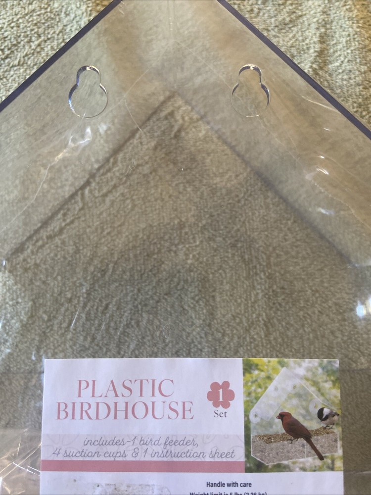 Plastic Birdhouse Clear See Through Window Mount with Suction Cups