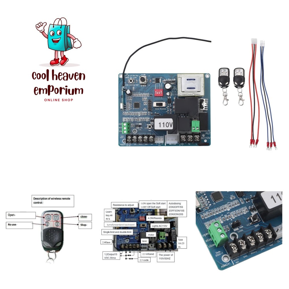 Universal Sliding Gate Opener Circuit Board, Remote Control Capability, 30m R...