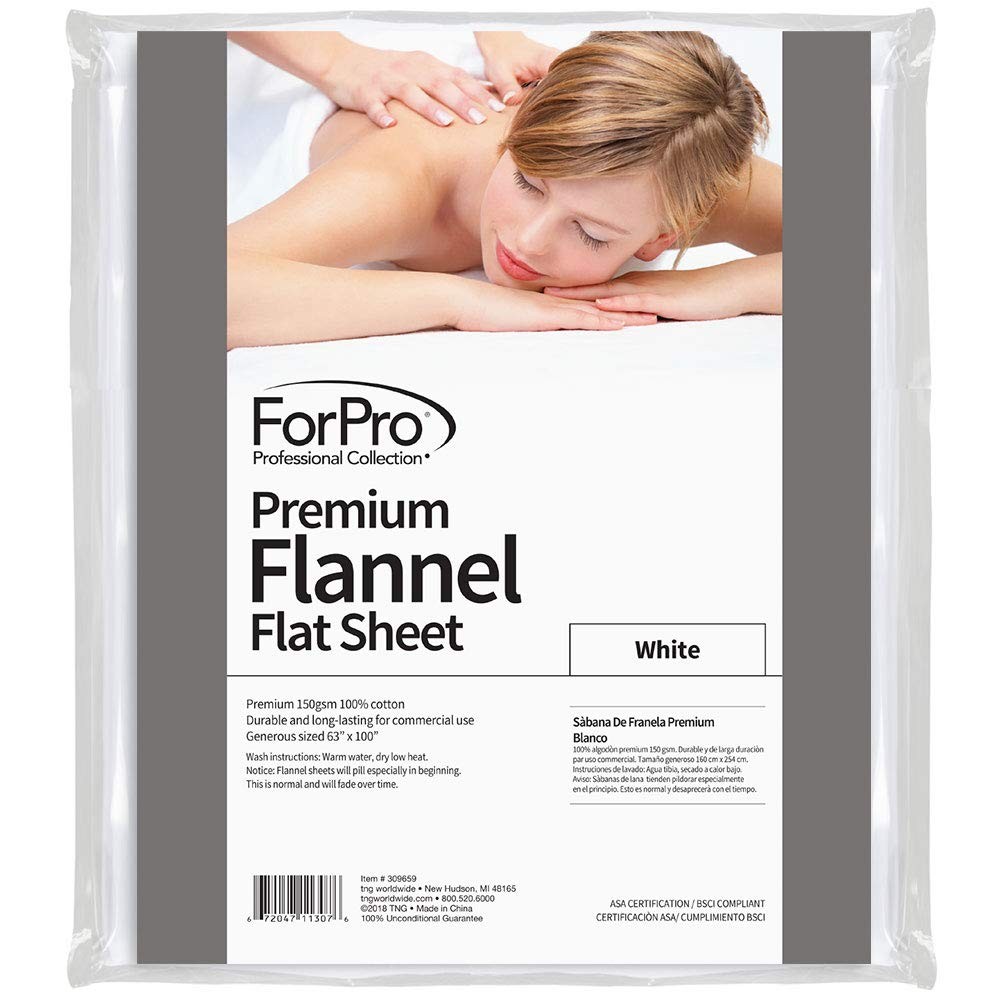 ForPro Premium Flannel Flat Sheet White