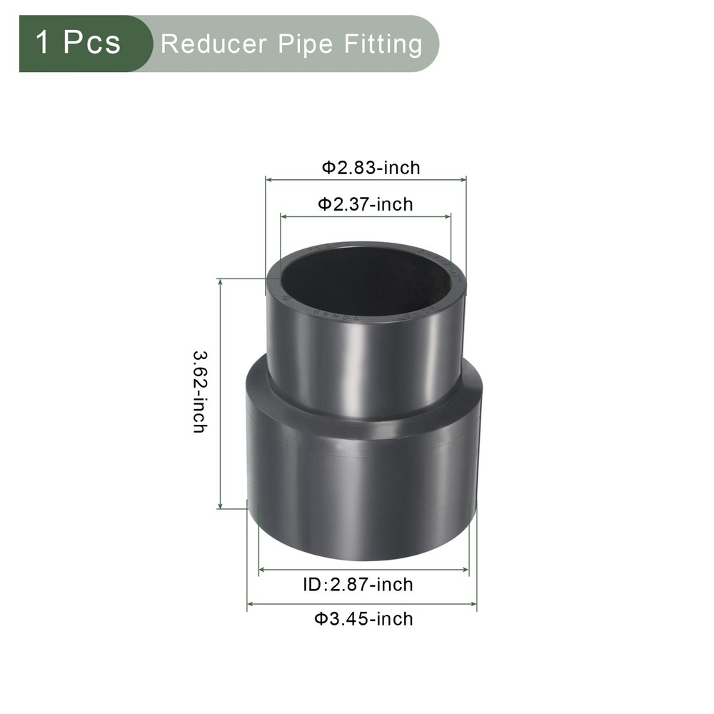 UPVC Reducer Fitting Great for Kitchen, Sink (Gray, 2-1/2" x 2")