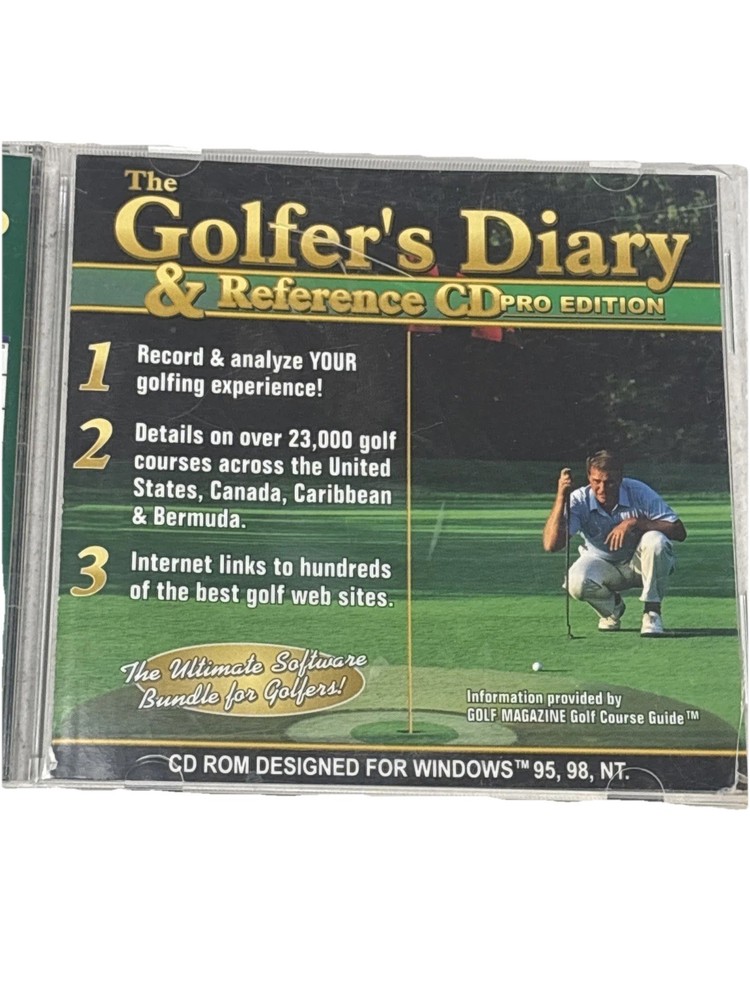 THE GOLFER'S DIARY & REFERENCE CD Pro Edition (1999, Golf, PC Computer CD) C2