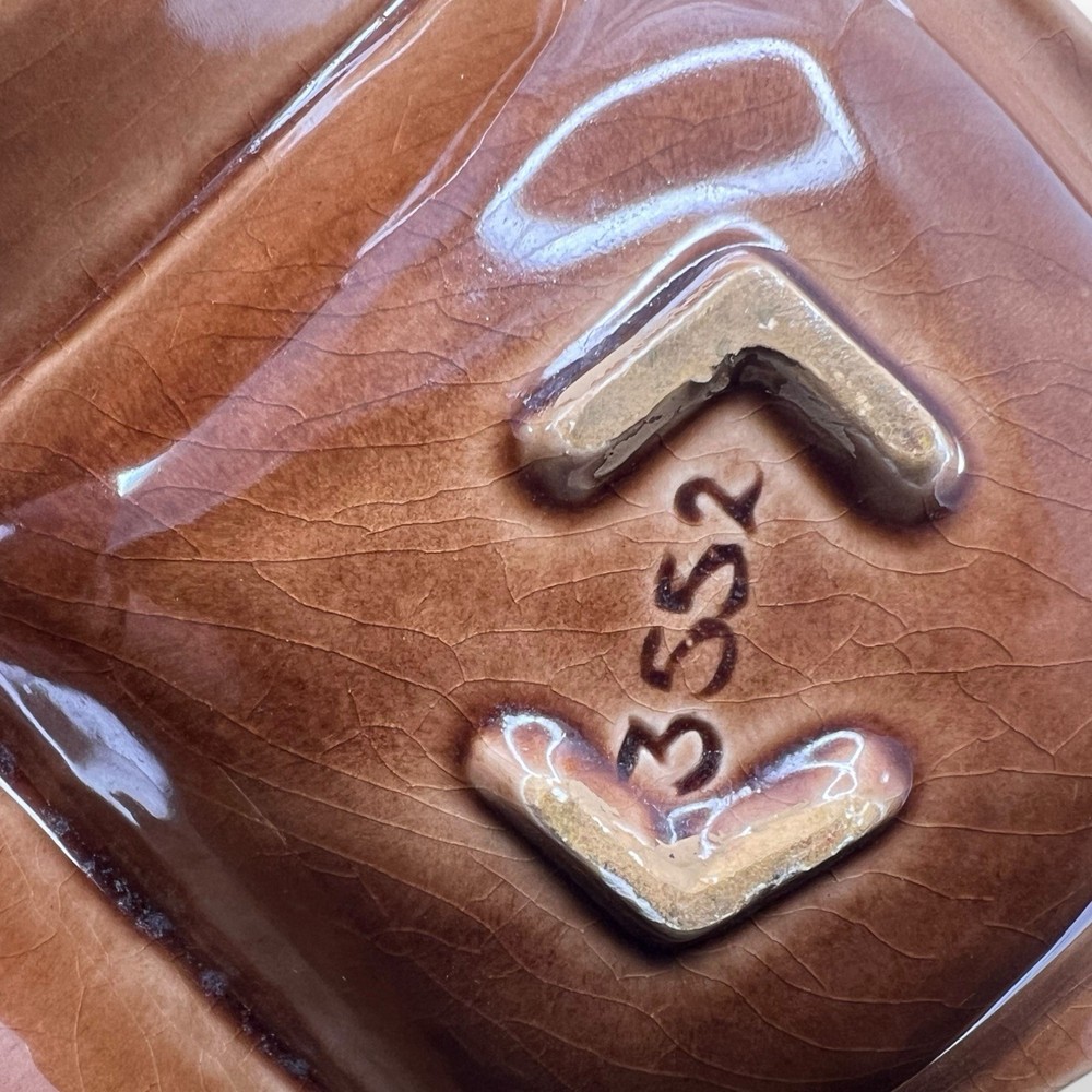 CA Pottery3552 Divided DISH Brown Tree Ring Sequoia Ware