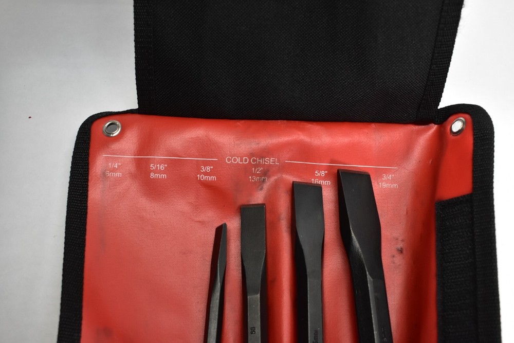 Mayhew Cold Chisel Set 60560 Partial 4 Piece* Set with Roll-Up Storage Case