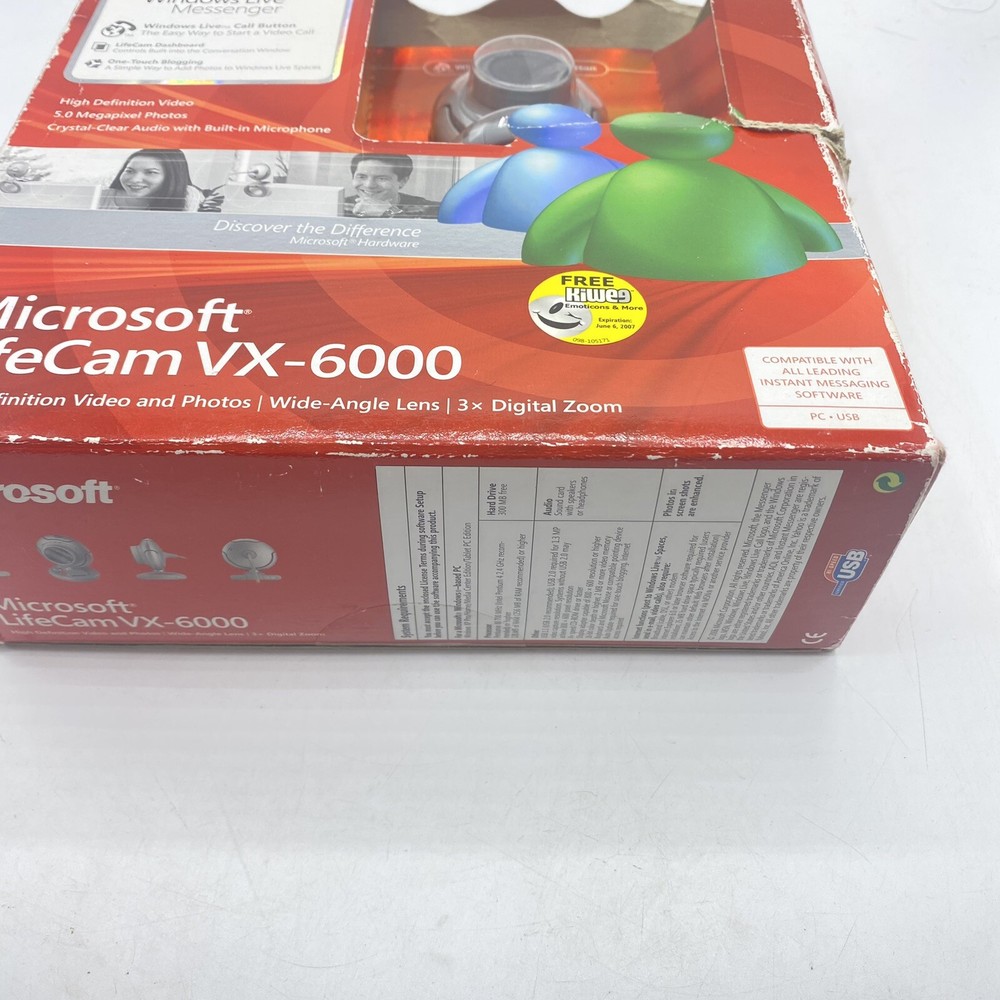 Microsoft LifeCam VX 6000 High Definition Digital Computer Camera Webcam - NEW
