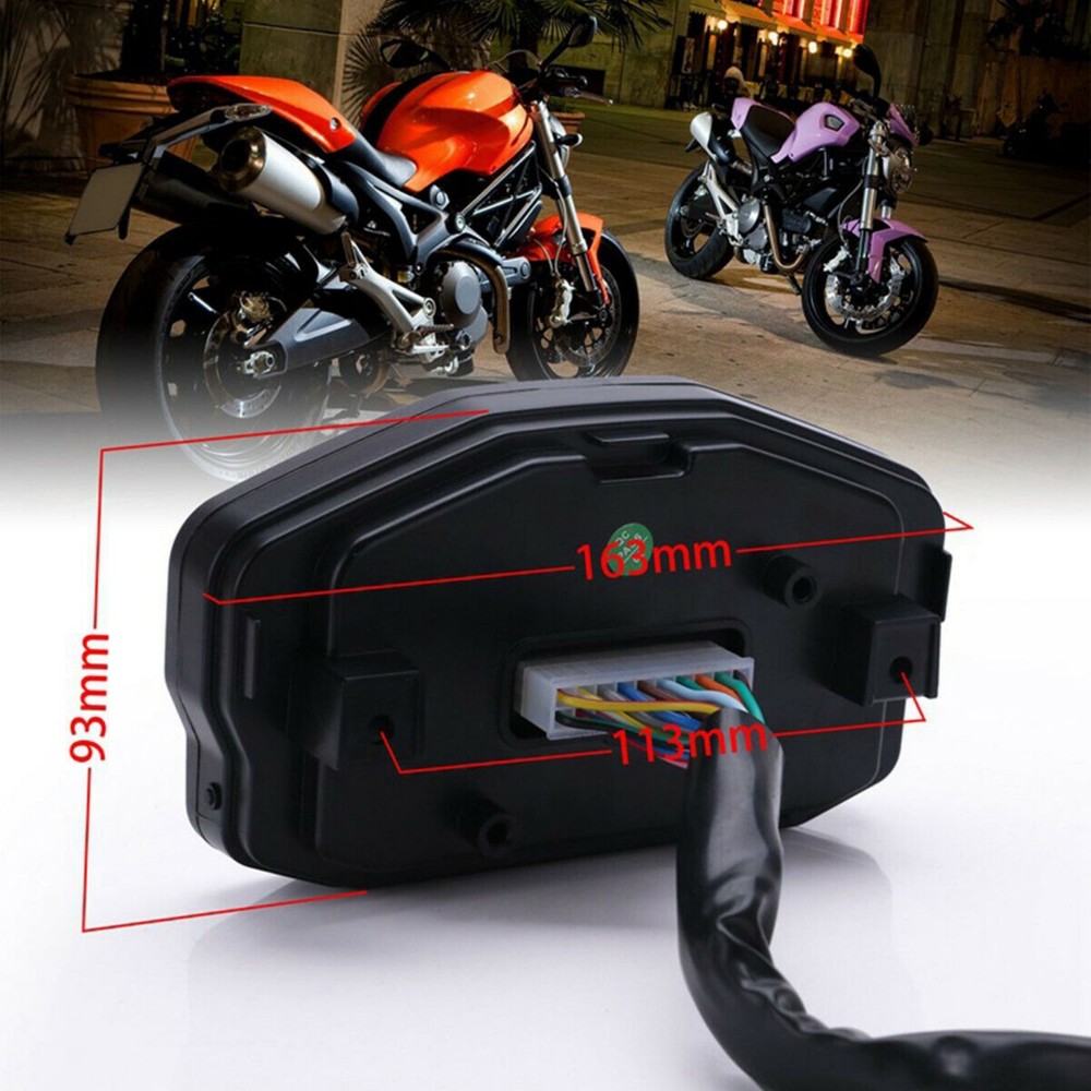 LCD Digital Motorcycle Odometer Speedometer Tachometer KM/H MPH Gauge Universal