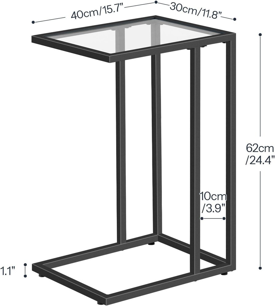 Black C Shaped End Table Set of 2 Side Table Sofa Couch Table Small Space