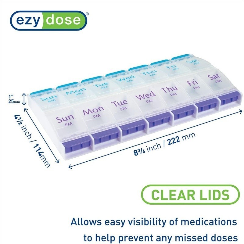 Easy Open Pill Organizer Arthritis Friendly Durable Storage Medication Planner