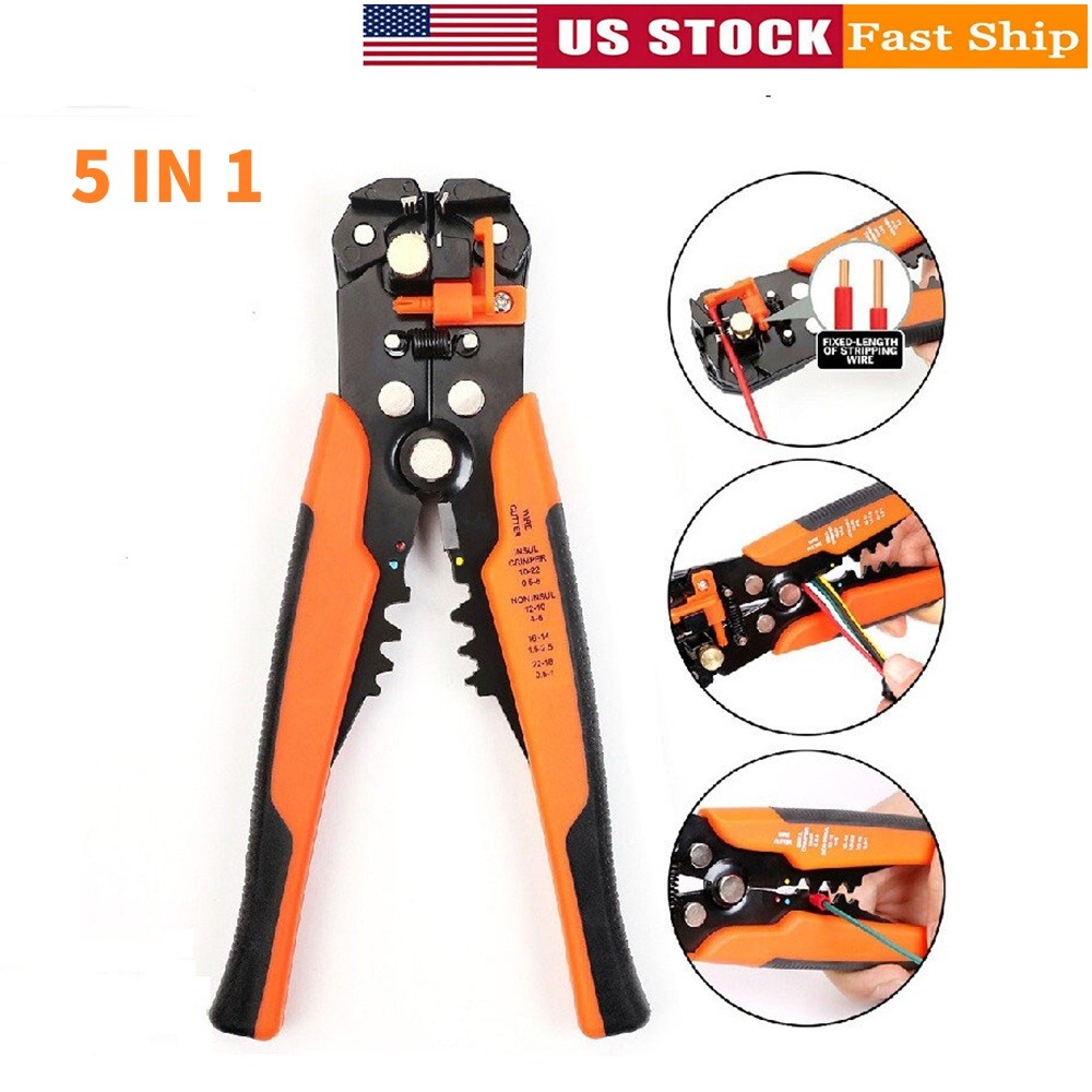 Self-Adjusting Insulation Wire Stripper cutter Crimper Cable Stripping Tools 8"
