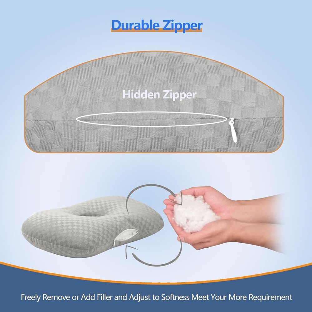 Side-Sleeping Ear Protection Pillow, Adjustable Ear Protection Pillow, Gray