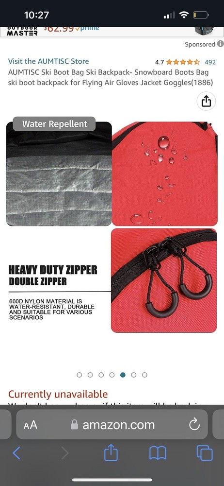 Amutisc Ski Boot Bag Red