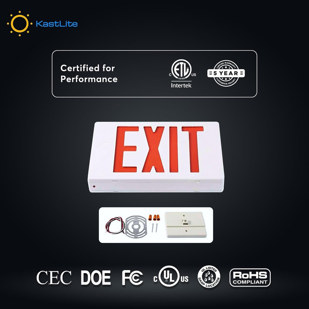 KASTLITE LED Exit Sign | Emergency Exit Sign with 90 Min Battery Backup | Ceilin