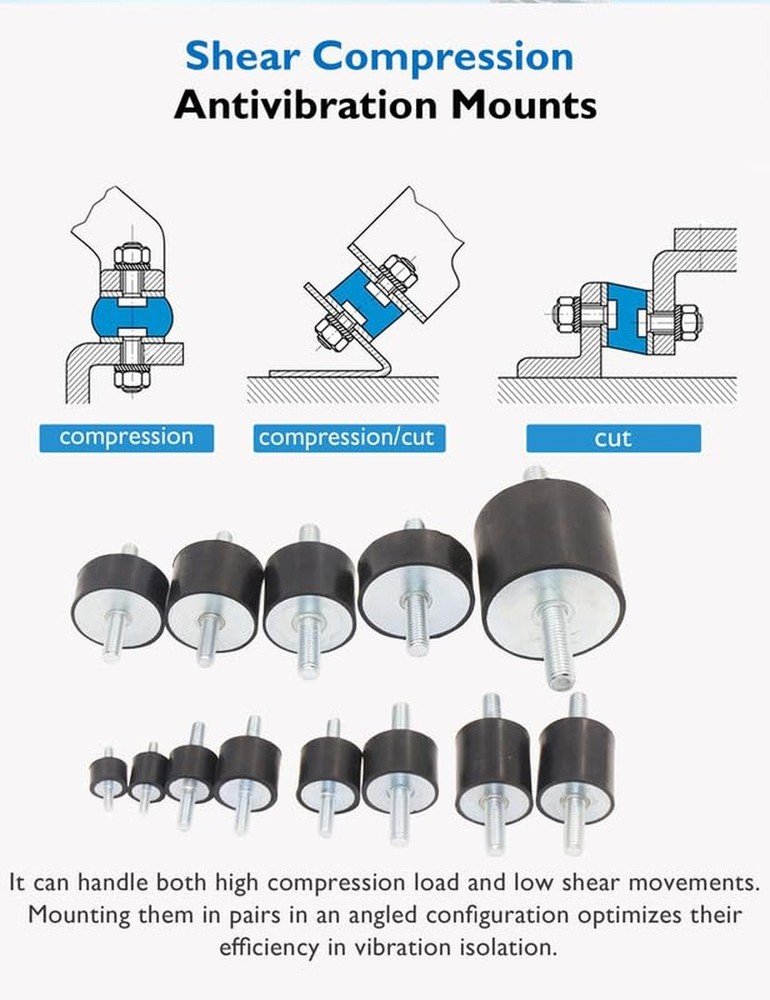 EASYEAH M4 Rubber Vibration Isolator Mounts Double Stud Shock Absorber Isolat...
