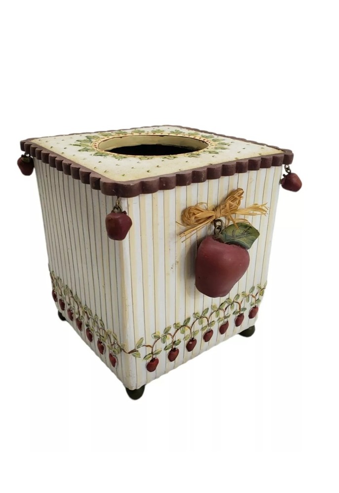 Apple Square tissue Box Cover Storage Box - Rare