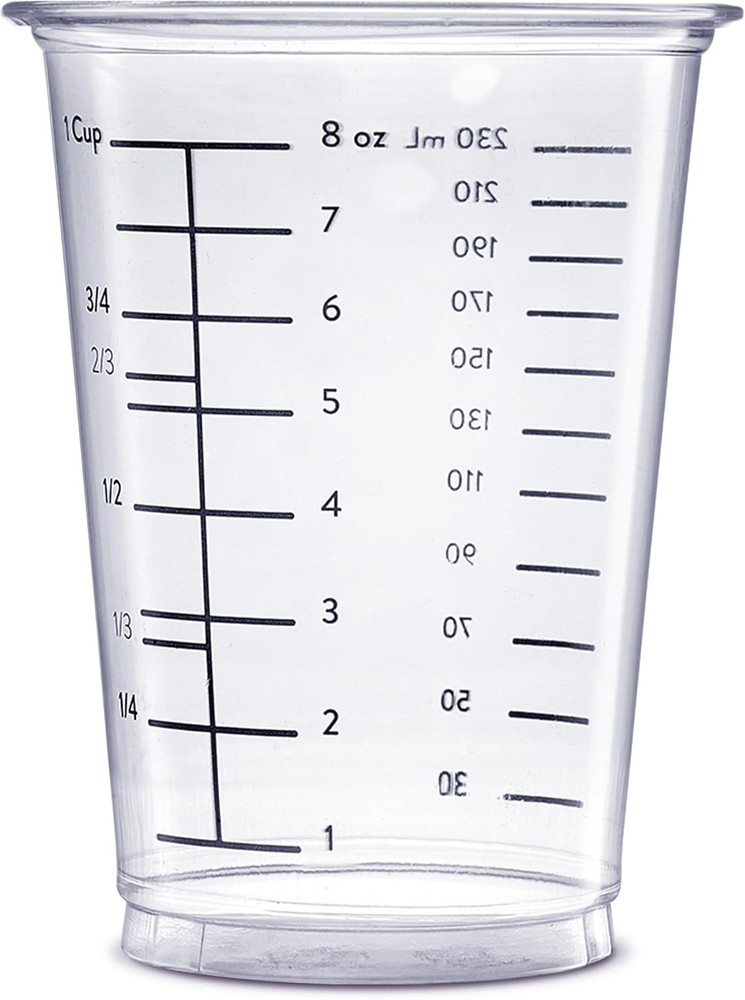 [10 oz. - 50 Count] Multipurpose Disposable Plastic Measuring Cups - Baking, Coo