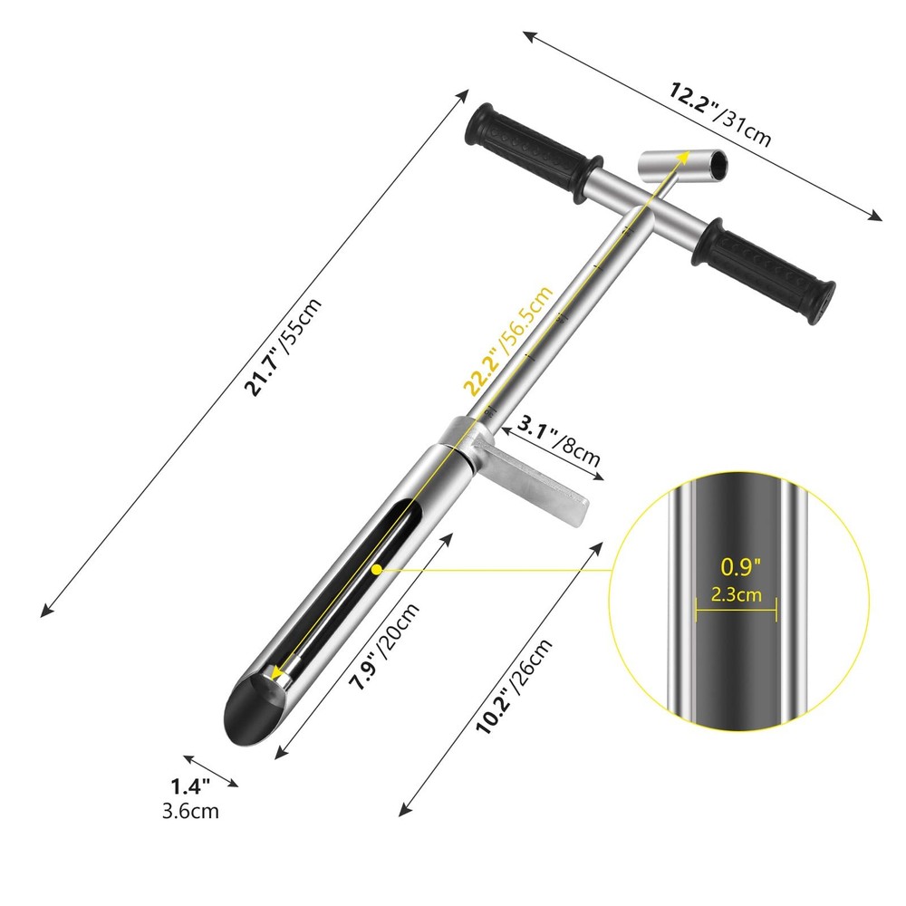 20" Soil Sampler Probe 304 Stainless Steel Soil Sampling Probe Tool with Ejec...