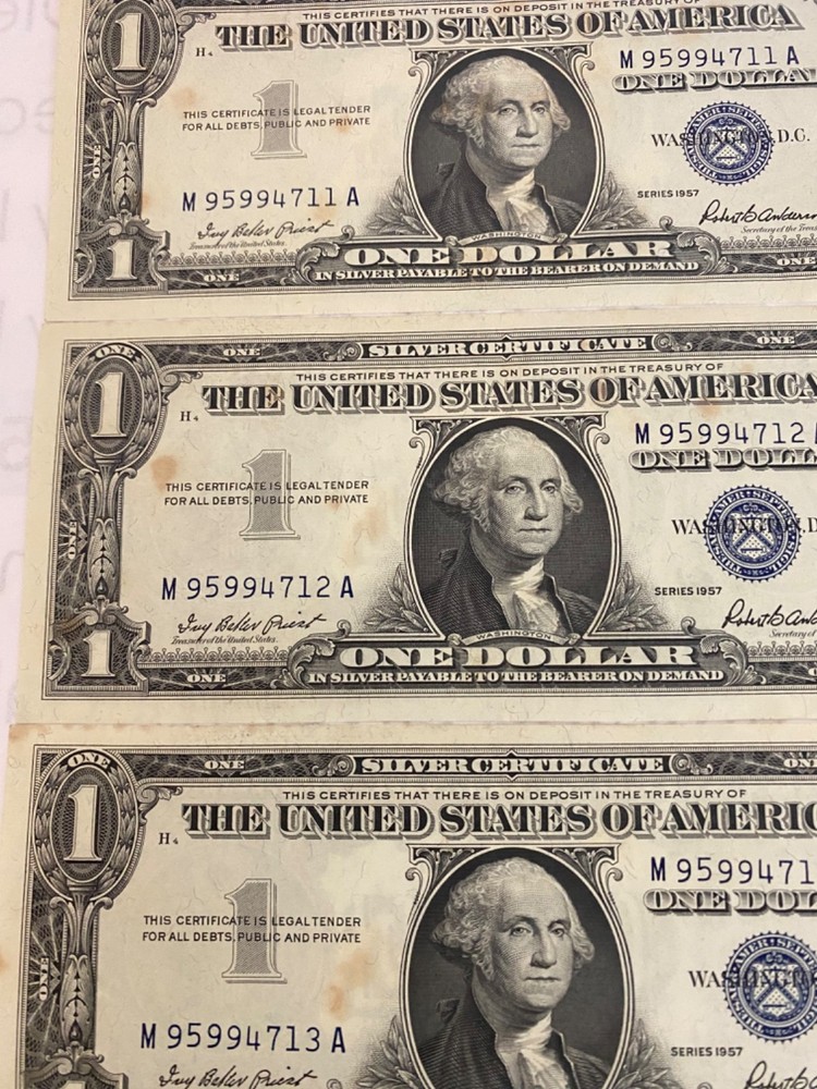 1957 A (6) consecutive numbered certificate notes
