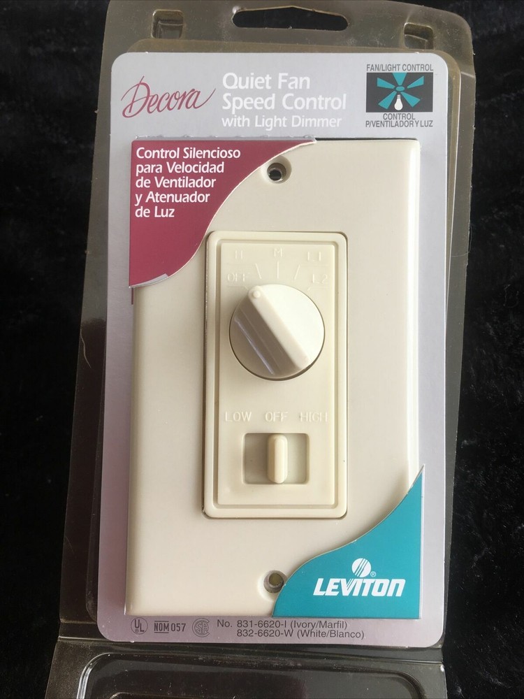 Leviton 6620-I Ivory Quiet Combination Fan Control & Dimmer