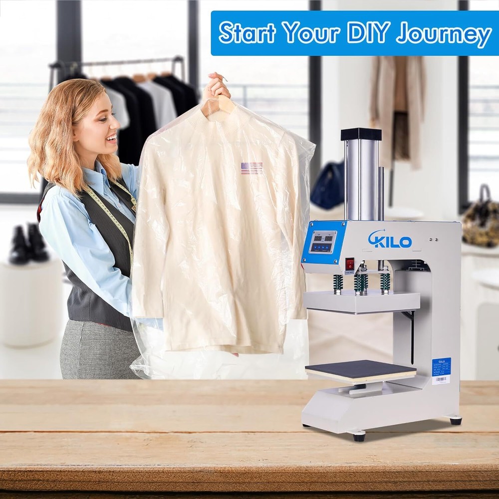 KILO 8"x8" Label Pneumatic Heat Press Machine Digital Integrated Display Control