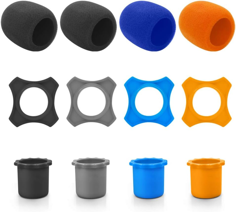 12 Pieces Shakeproof Anti-Rolling Handheld Microphone Windscreen Foam Cover & Mi