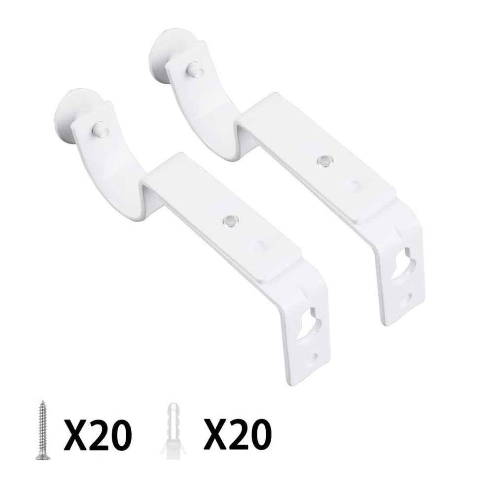 White Adjustable Curtain Rod Brackets 10 Pack Drapery Bracket for
