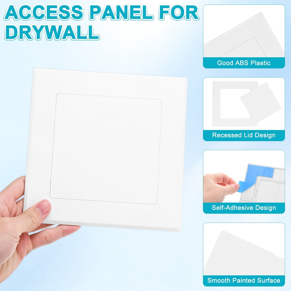 1-Pack Access Panel for Drywall, 5x5" Plastic Removable [White, Square]