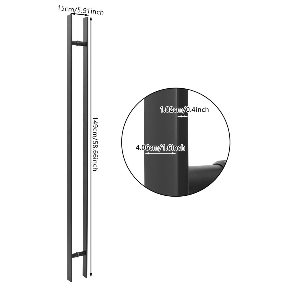 58" Large Stainless Steel Front Door Handle Double Sided, Pull Push Sliding