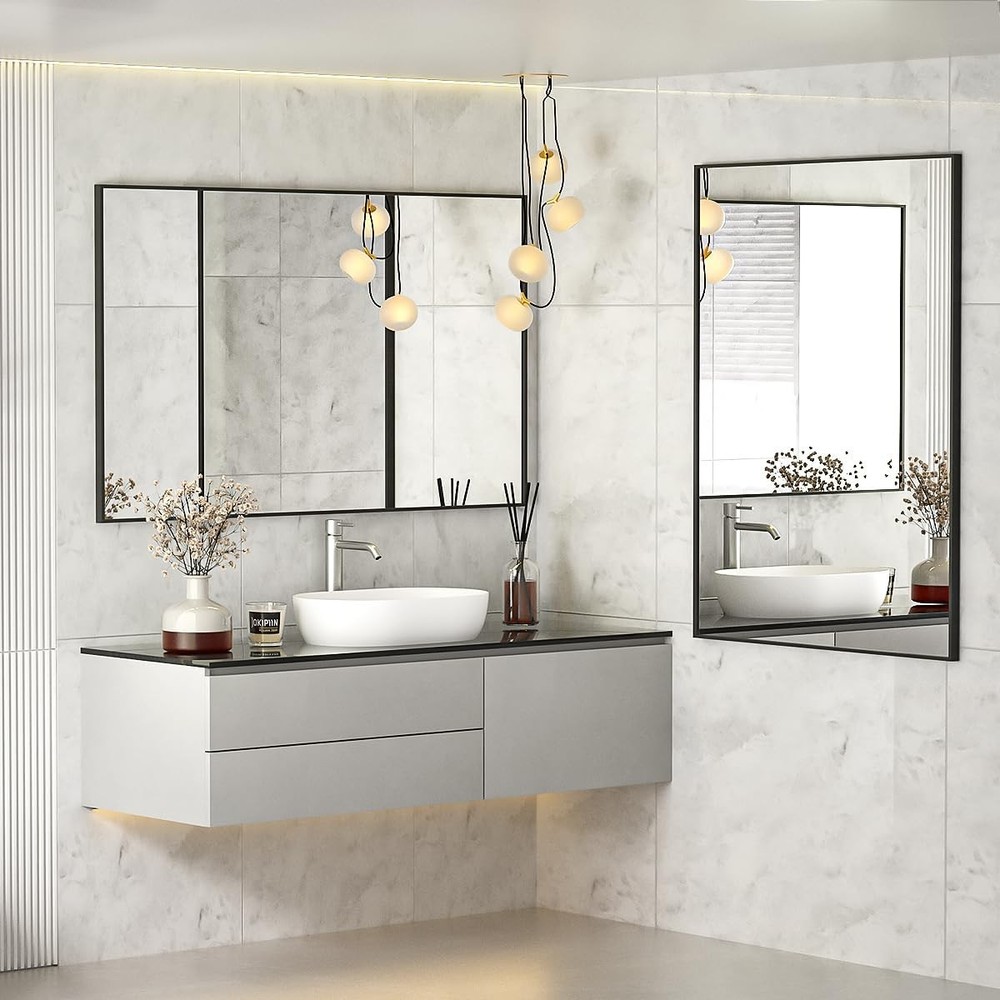 Black Mirrors for Wall, 30x48 Inch Bathroom Mirror, Rectangular Wall Mirror f...