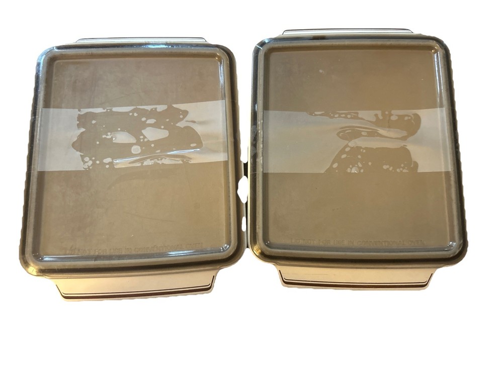 Vintage Litton Ware Conventional Oven Microwave Lidded Cookware set 2 w/ lids