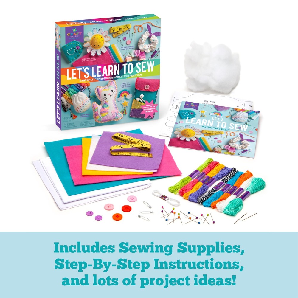 Craft-Tastic Let’s Learn to Sew – Mini Sewing Kit, Arts and small, Multi